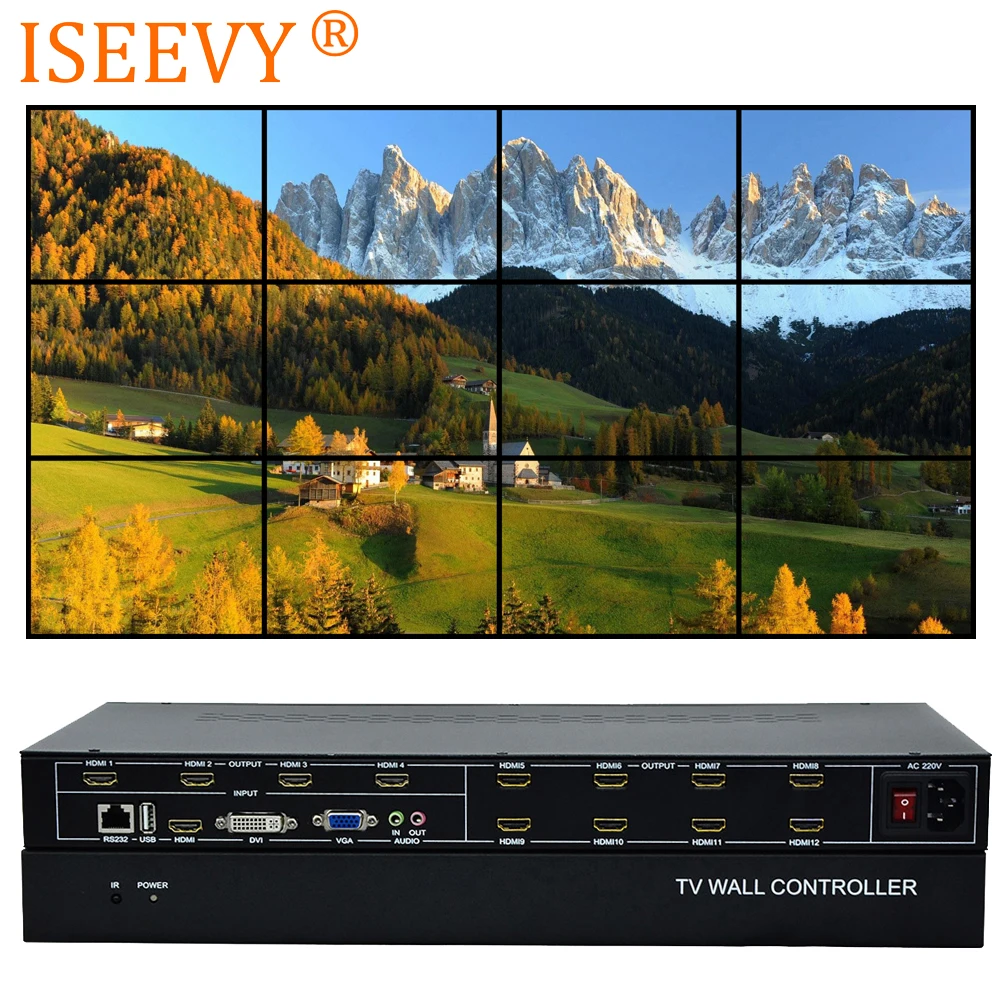 Видеопроцессор ISEEVY настенный 12 каналов 3x4 HDMI DVI VGA USB|Теле- и радиовещательное