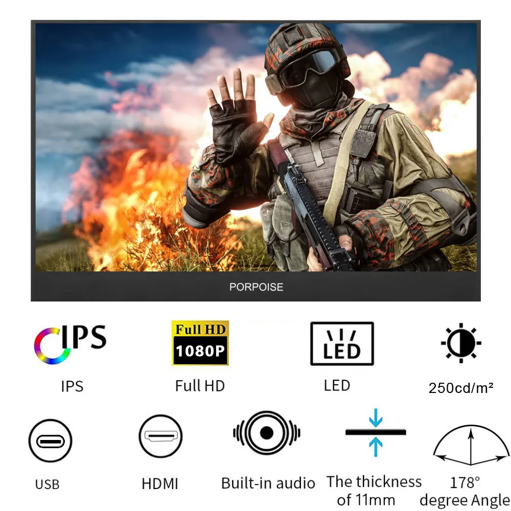  Multi-Function Convenient 17.3-inch IPS 178° HDMI High-Definition Portable Display 1080p Extended M