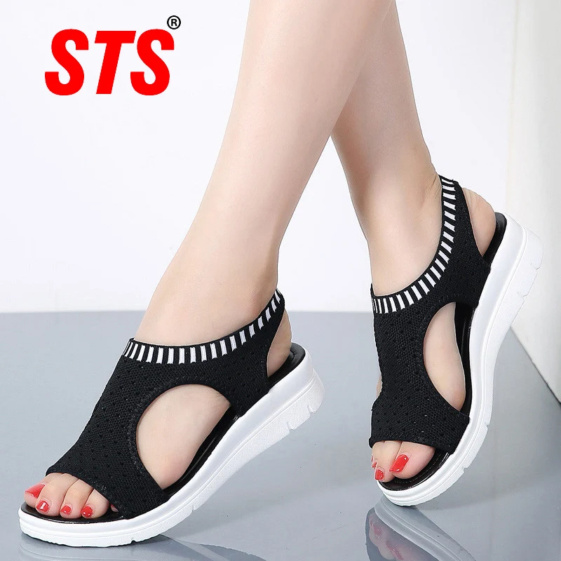 

STS New summer breathable women's shoes lightweight women's sandals lady flats shoes big size casual beach shoes six colors