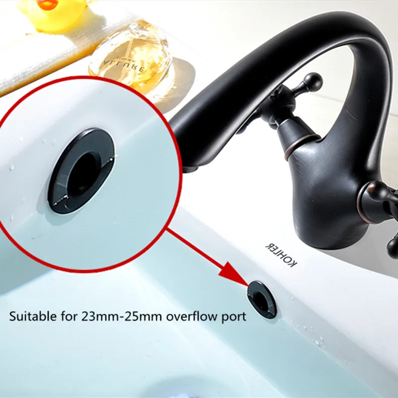 Bathroom Parts Basin Absorb Sink Overflow Hole Plug Copper Decorative Cover Brass Ring Basin Tidy Insert Replacement Accessories sink overflow cover bathroom sink overflow cover