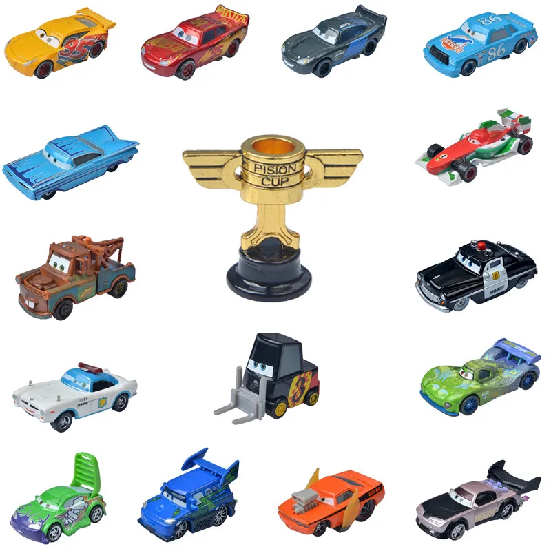 Disney-coche de la policía de los personajes de Pixar Cars 3, coche de juguete de aleación de Metal fundido a presión 1:55, McQueen Mater