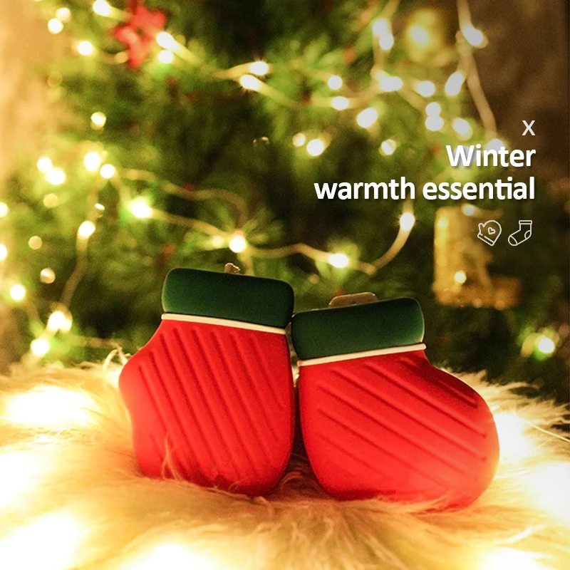 Christmas Cute Creative Glove Socks Hot Water Bag Silicone Bottle Winter Heater With Cover Keep Warm Bottle 300ml