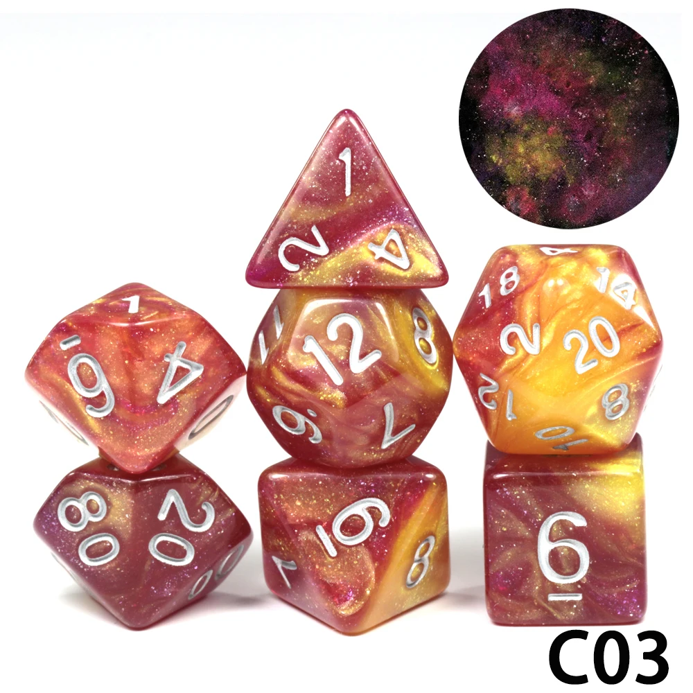 Многогранные игральные кости TRPG DNDGame 7 шт./комплект D4 D6 D8 D10 ...