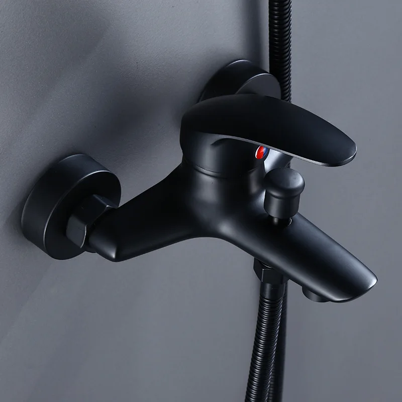 1PC Black Brass Bathroom Shower Faucet Bath Faucet Mixer Tap Wall Mounted Bathroom Bathtub