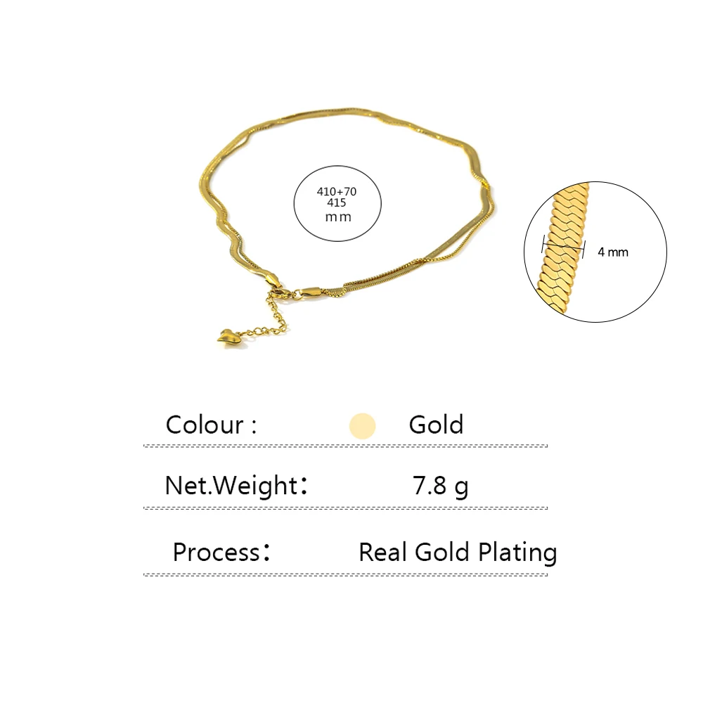 Geometric Snake Chain Necklace Trendy Stainless Steel Jewelry Golden Metal Texture - Image 2