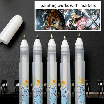 

0.8mm Professional White Highlighter Pen Marker Pen Liner Sketch Markers Scribble Pen Manga Design School Art Supplies