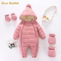 2025 new born Hooded Plus Velvet Warm Boys Snowsuit Toddler Snow Suit Baby Girl clothes Cotton Overalls Newborn Jumpsuit Rompers