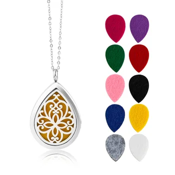 

Essential Oil Necklace Teardrop-shaped Necklace 316 Stainless Steel Pendant With Chain & 10Pcs Cotton Sheet For Women Children