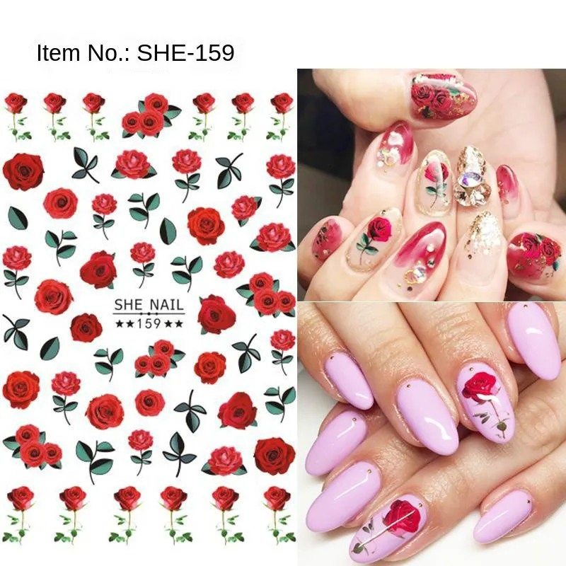 

Nail Sticker 8 Mixed Flower Watermark Sticker Small Fresh Spring Flowers Smiley Frangipani Nail Stickers