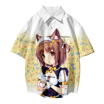 

NEKOPARA shirt summer short-sleeved casual shirt unisex bottoming couple love parent-child role-playing