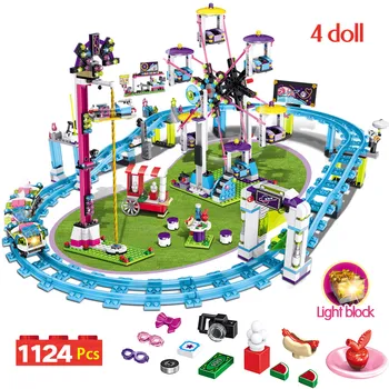 

Bricks Compatible with Friends Amusement Park Blocks Roller Coaster Figure Model Toys Hobbie Children Girls