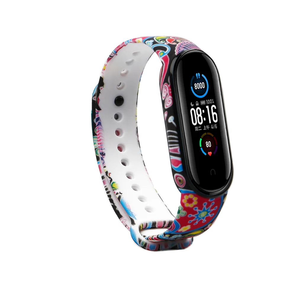 Bracelet for Xiaomi Mi Band 5 Strap Silicone Painting Flowers Belt miband 5 accessories Wrist Strap for Xiaomi Band 6