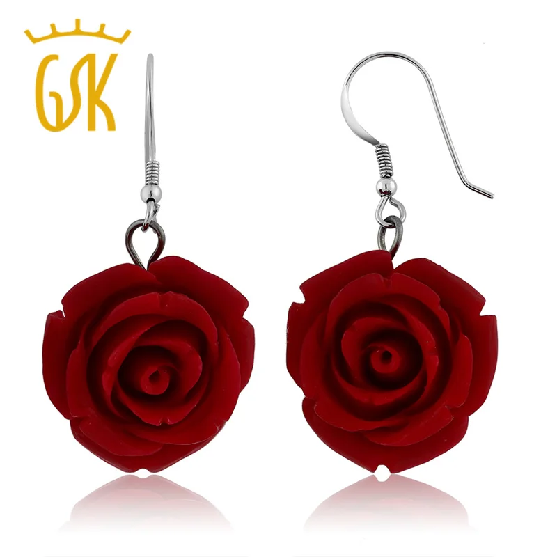 Серьги из стерлингового серебра 925 пробы с красным искусственным кораллом и