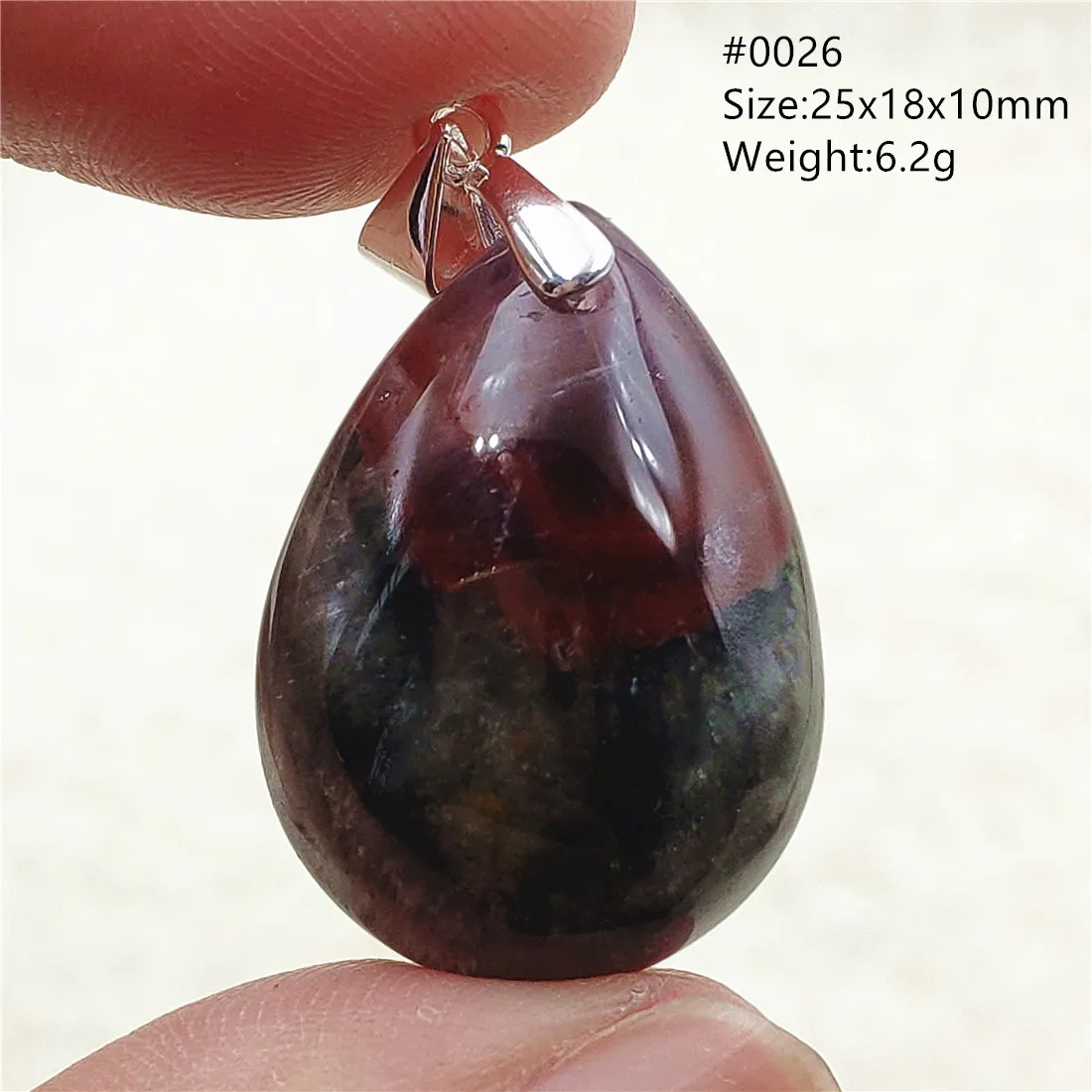 Genuine Natural Cacoxenite Auralite 23 Purple Red Pendant Water Drop Rutilated Bead Women Men AAAAAA