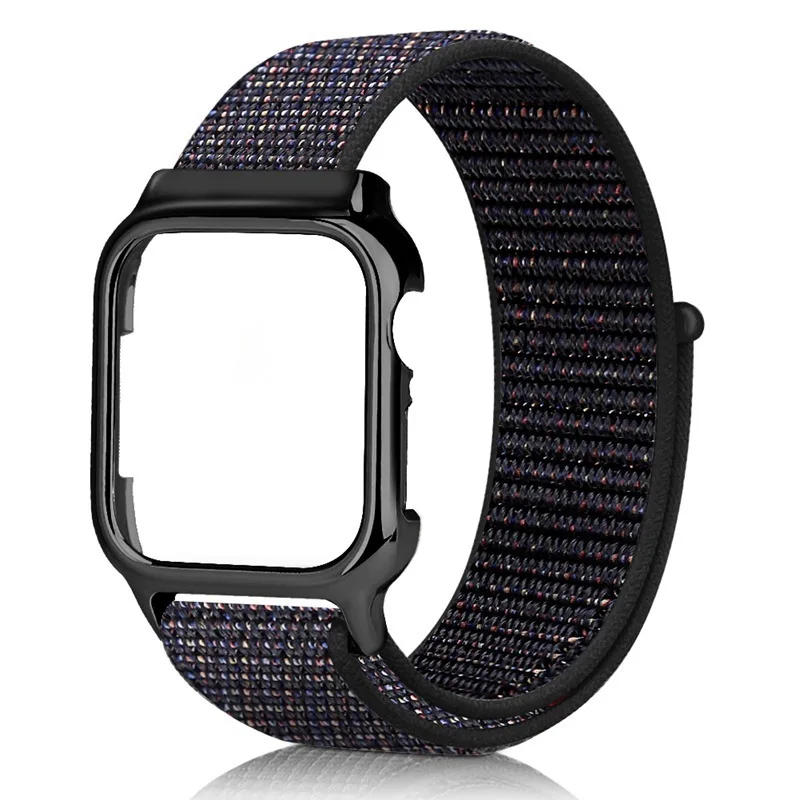40 мм, 44 мм, ремешок с рамкой для Apple Watch, серия 4, новинка, нейлоновая Спортивная петля, магнитная застежка, Iwatch, браслет, защитный чехол, крышка