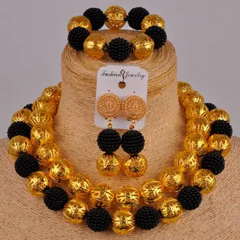 

black african costume jewelry set simulated pearl nigerian wedding party jewelry sets for women FZZ53