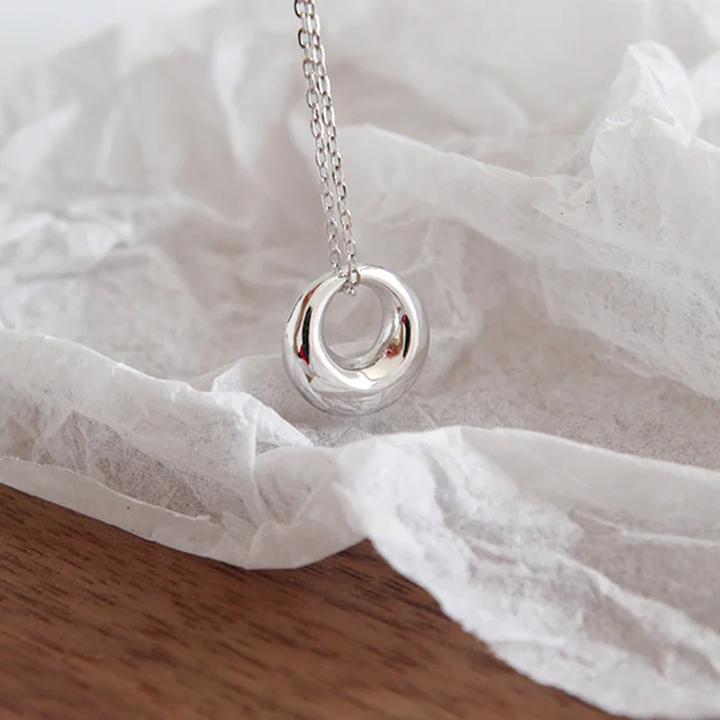 Peri'sbox 925 Серебряный, с гравировкой Золотое круглое ожерелье короткий обруч Шарм ожерелье s геометрический круг изысканное ожерелье для женщин - Окраска металла: Silver