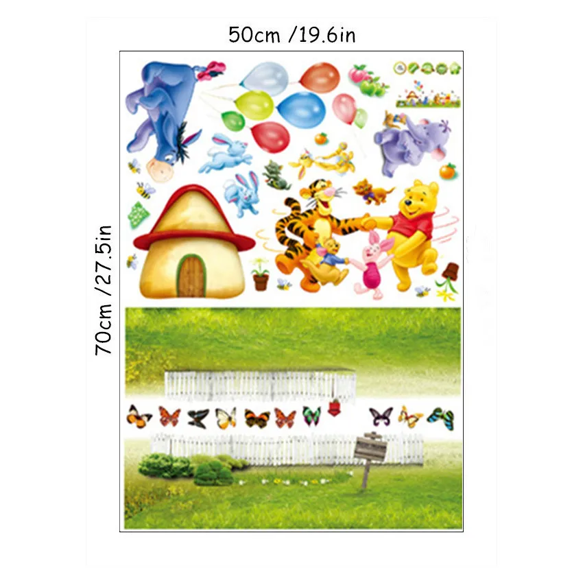 XY8082 Winnie Bear Наклейки на стену в форме сердца Микки Минни Маус счастливый замок 3d Виниловые наклейки детская комната украшения Мультяшные постеры 50*70 см - Цвет: XY8082 Winnie Bear