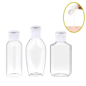 

10Pcs 50/60/100ml Clear Plastic Empty Bottle Flip-Top Hand Sanitizer Refillable Container Portable Shampoo Lotion Cosmetic