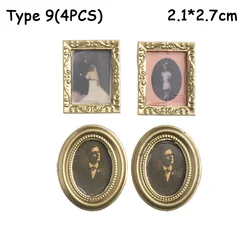 Vintage Miniature Framed Oil Painting Dollhouse Ornament Wall Art Decor (Type 9)