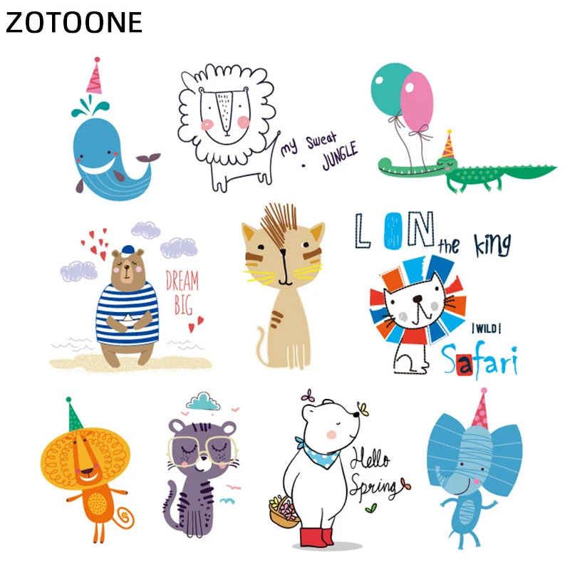 

Iron on Transfers Cute Animal Patches for Clothing Stickers on Clothes for Kids Child T-shirt DIY Patch Heat Transfers Appliques