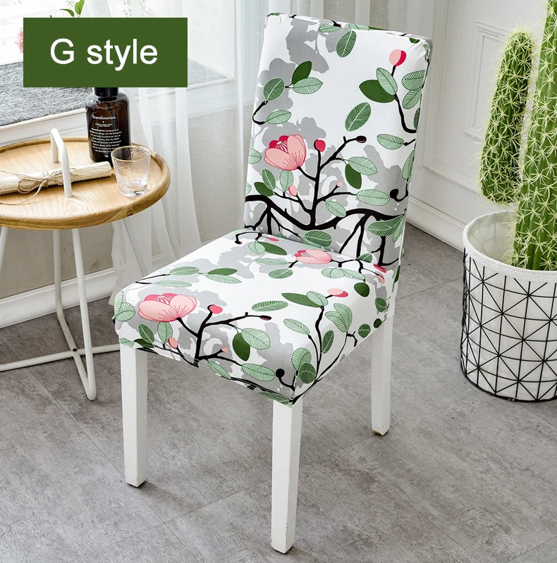 Floral Printing Elastic Stretch Chair Cover Home Decor Dining Chair Cover Spandex For Dining Room Kitchen Wedding Banquet Hotel