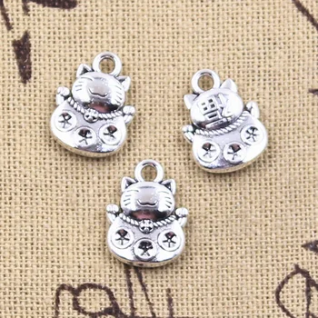 

20pcs Charms lucky cat 15x11mm Antique Silver Color Pendants DIY Crafts Making Findings Handmade Tibetan Jewelry