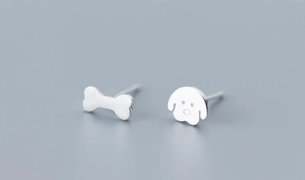 Silver Trusta 925 Настоящее Стерлинговое Серебро женские модные милые миниатюрные асимметричные серьги-гвоздики в виде собачьей кости для дочек и девушек DS711 - Окраска металла: Silver