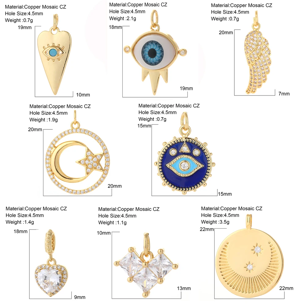 Butterfly Pendant Charms for Jewelry Making Supplies Gold Snake Heart Evil Blue Eye Deisign Charm Diy Earring Bracelet Necklace