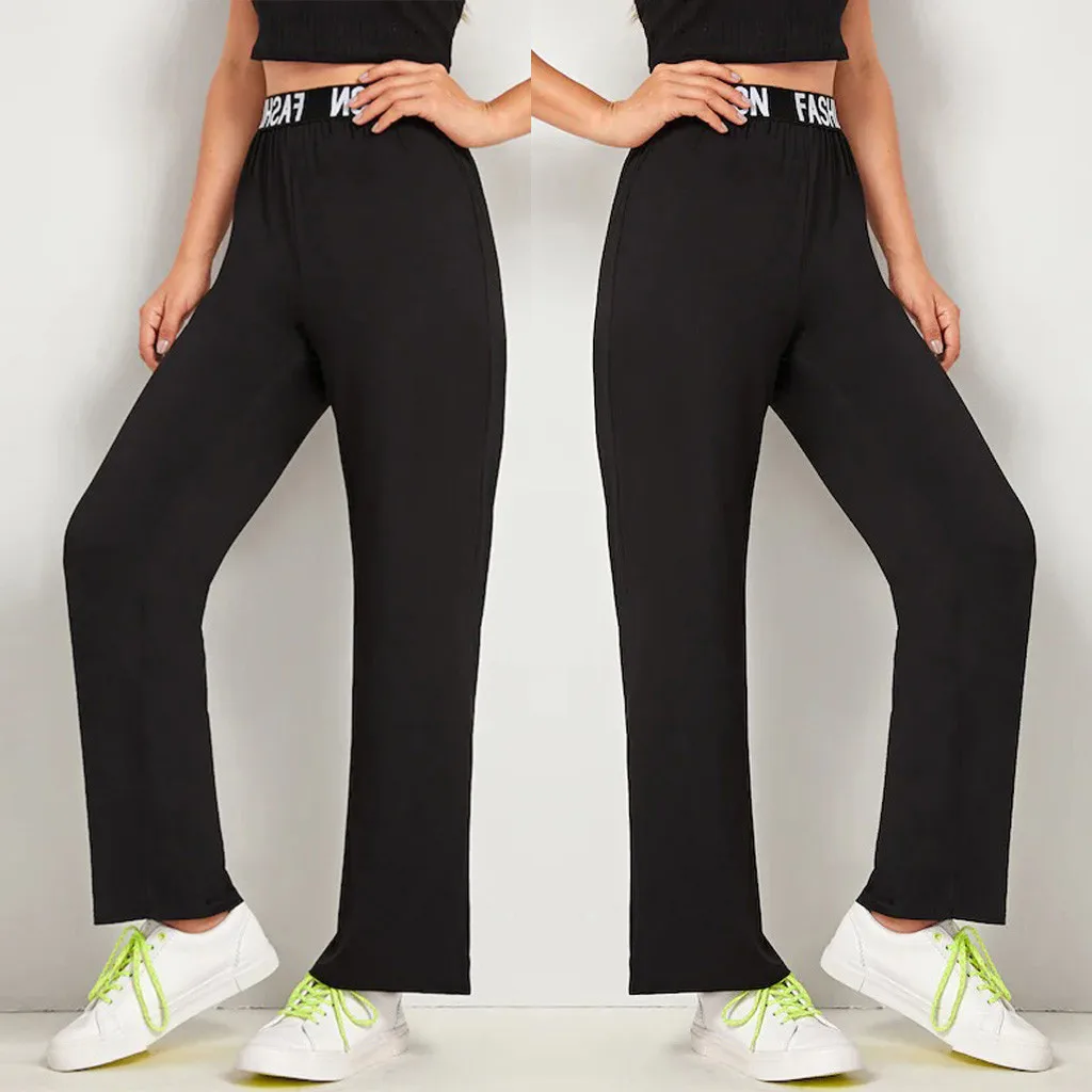 Leggings Seamless Sportswear Fashion Womens Letter Mid Waist Casual Loose Elastic Trousers Wide Leg Pants Yoga Sports Pants