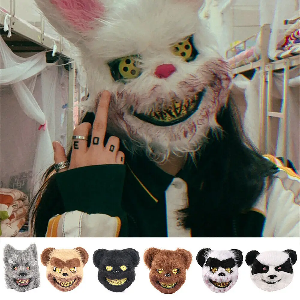 Белый кролик страшная маска на Хеллоуин ужас маскарадный костюм злой кролик кровавая панда кровавые коричневые маски медведей вечерние Декор