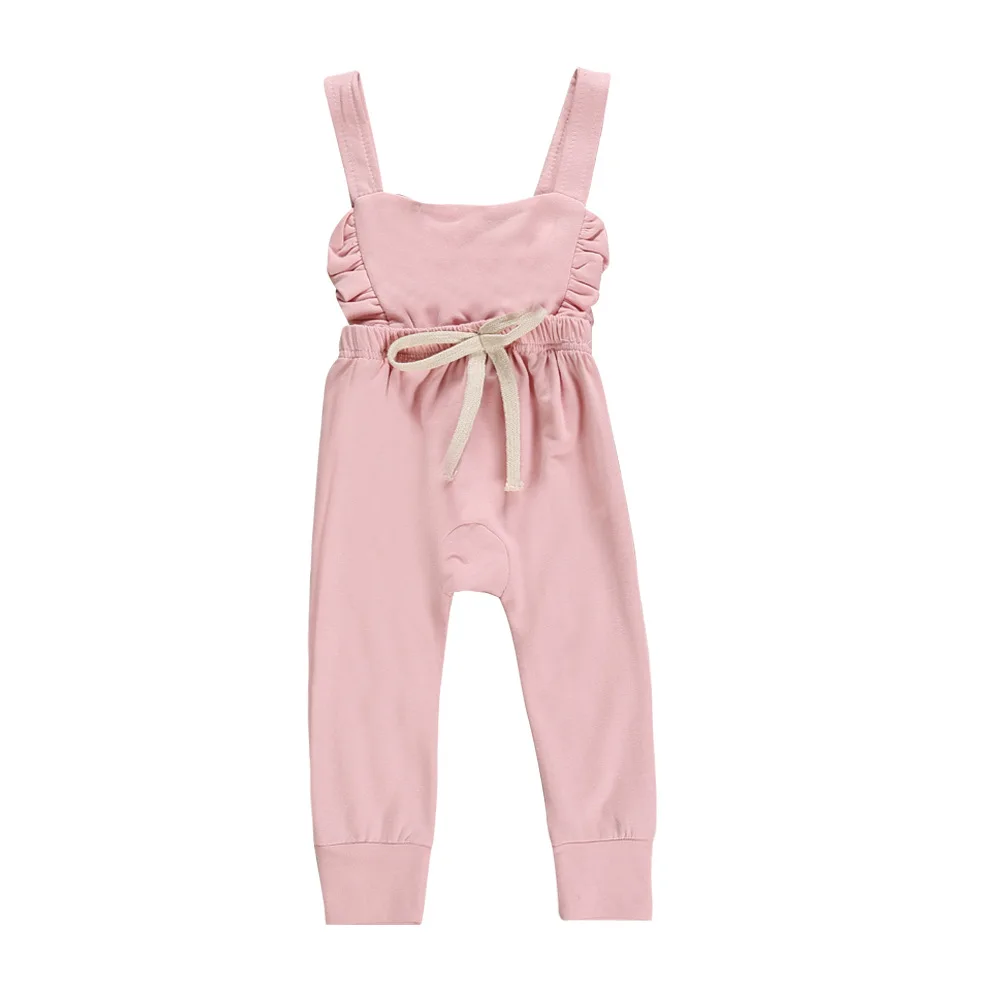 Комбинезон в полоску с оборками и открытой спиной для новорожденных мальчиков и девочек; комбинезон; одежда; комбинезоны; детская одежда; одежда для малышей; Детский костюм - Цвет: Y16-pink