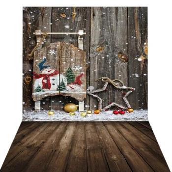 

7X5Ft Photography Background Wooden House Christmas Snowman Christmas Photo Studio Background Cloth