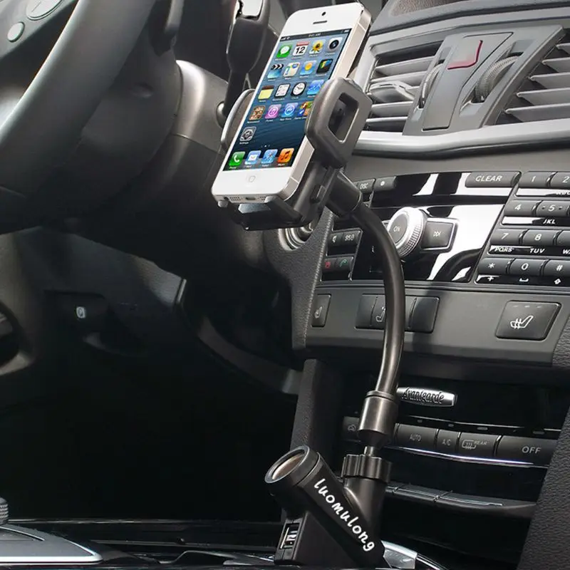 Автомобильный держатель для телефона с зажимом fm-передатчиком USB Автомобильное зарядное устройство прикуриватель