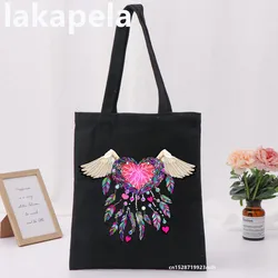 Shopping Bags Fashion Feather Wind Chime Anime Shopper Foldable Handbag Large Capacity Tote Bag Handbags Harajuku Shoulder Bags