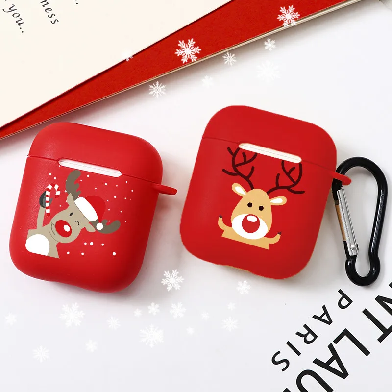 

Merry Christmas Deer Earphone Case for Apple Airpods 1 2 Silicon Headphone Case for Airpods 2 Protective Cover for Airpods 1 2