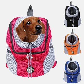 

New Portable Double Shoulder Travel Backpack Outdoor Pet Dog Carrier Bag Pet Dog Out Camping Front Bag Mesh Samoyed Backpack