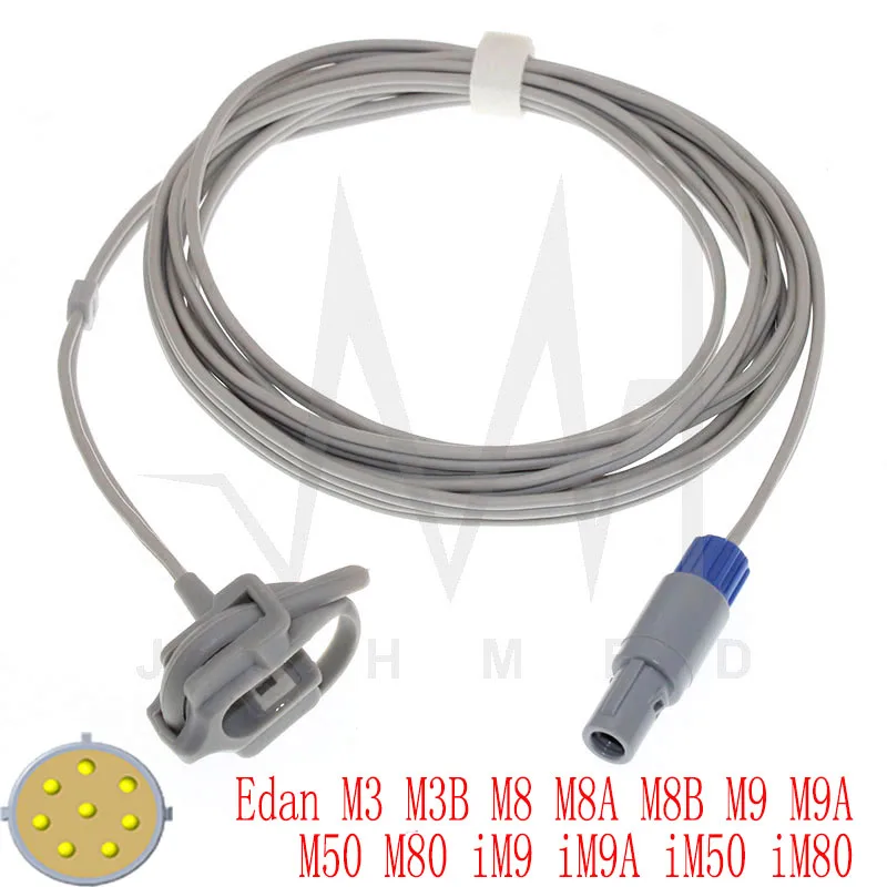 

Compatible with spo2 Sensor of Edan M3 M3B M8 M8A M8B M9 M9A M50 M80 iM9 iM9A iM50 iM80 Monitor,Finger/EarOximetry Cable 8pin 3m