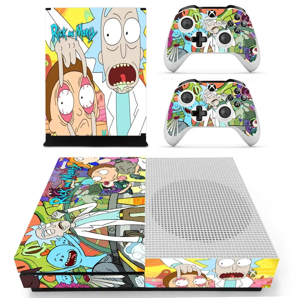 Наклейка из кожи Рика и Морти для Xbox One S консоли и Kinect и 2 контроллеров для Xbox One тонкая наклейка из винила - Цвет: YS-xboxoneS-2396