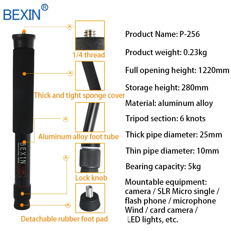 Aluminum Alloy Camera Mini Monopod Lightweight Portable Travel Video Monopod Holder Bracket For Dslr Camera Sony Nikon