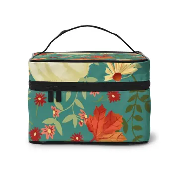 

2020 Multi-function Travel Organizer Bag Autumn Pumpkins Teal Women Cosmetic Bag Beauty Makeup Toiletry Wash Bags