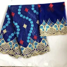 Вышитый Базен riche getzner с тюлем кружевной ткани Африканский Базен ткань для женского платья KY B-5 02