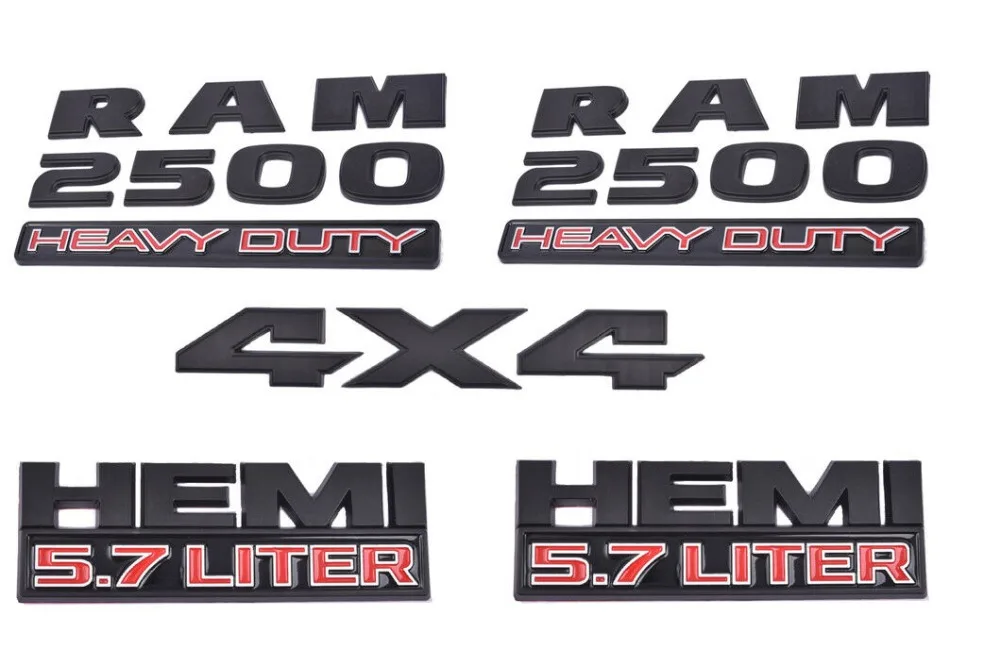5x R AM 2500 plus 5 7 Hemi 4x4 эмблема бейдж 3D наклейки черный матовый|Наклейки для салона