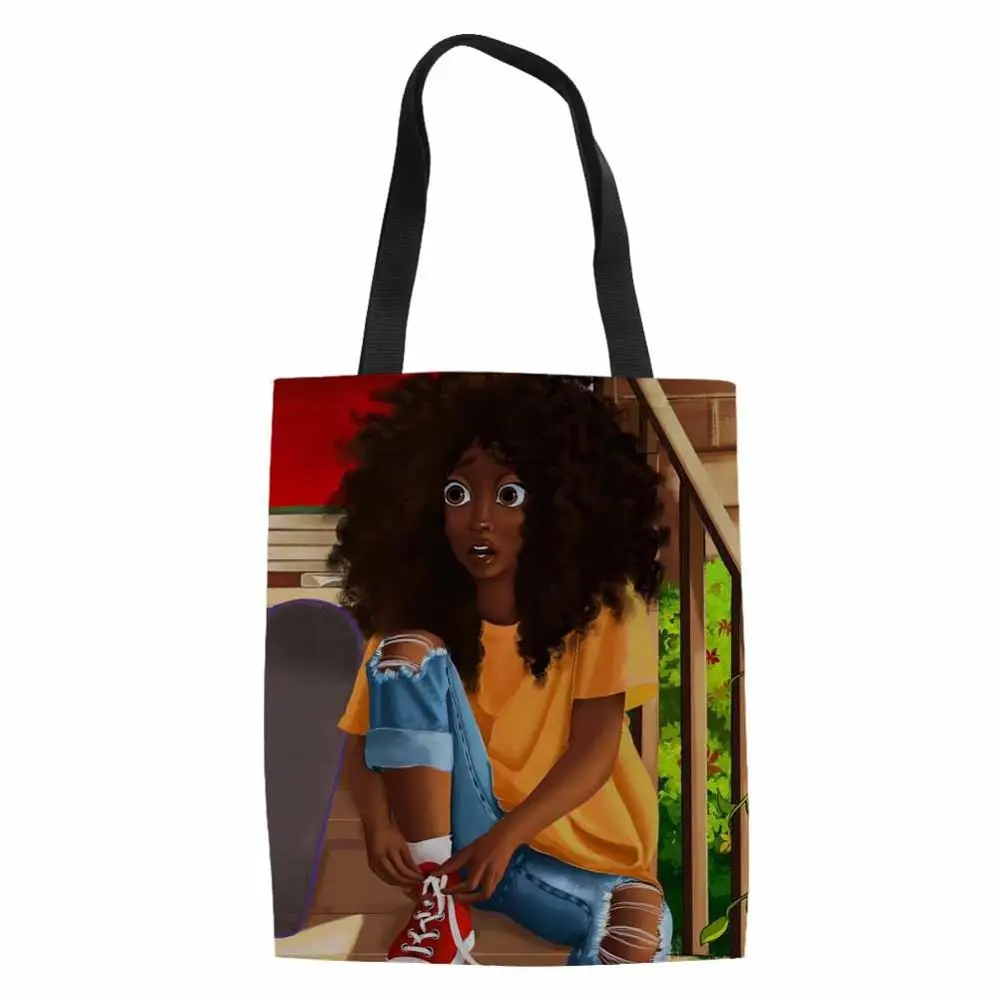 Design дизайн женская сумка для покупок черная художественная африканская Женская сверхмощная сумка для книг женская льняная пляжная сумка женский топ-ручка сумки - Цвет: YQ4641Z22