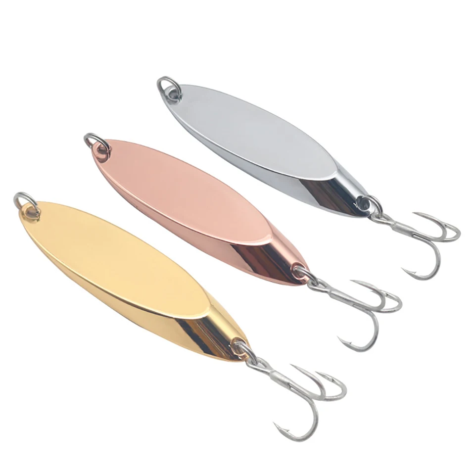 1PCS Bevel Sequins Fishing Lure Metal Long Throw Spoon Strengthen The Hooks  Fishing Baits Zinc alloy Baits Wobbles Fishing Tools