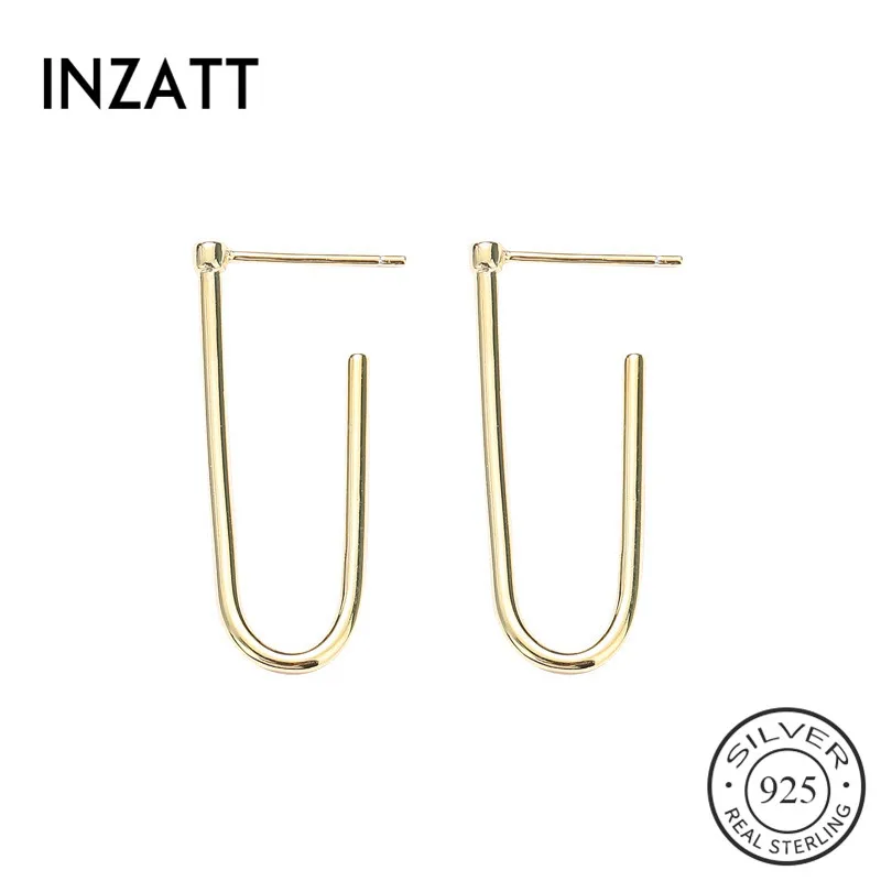 

INZATT Real 925 Sterling Silver Geometric Minimalist Hoop Earrings For Charming Women Party Punk Fine Jewelry Trendy 2019 Gift