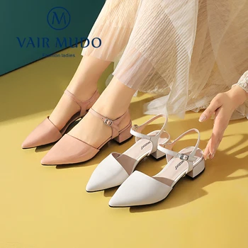 

Women Pumps Shoes low heels Black White Patent Leather Ankle Buckle Shoes Summer Fashion Sandals Pointed Toe Thick Heels D59