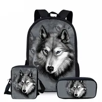 2025 School Backpack for Kids Boys Girls Gray Wolf 3d Printing Children Orthopedics Rucksack Bookbag Pencil Mochila Escolar 1