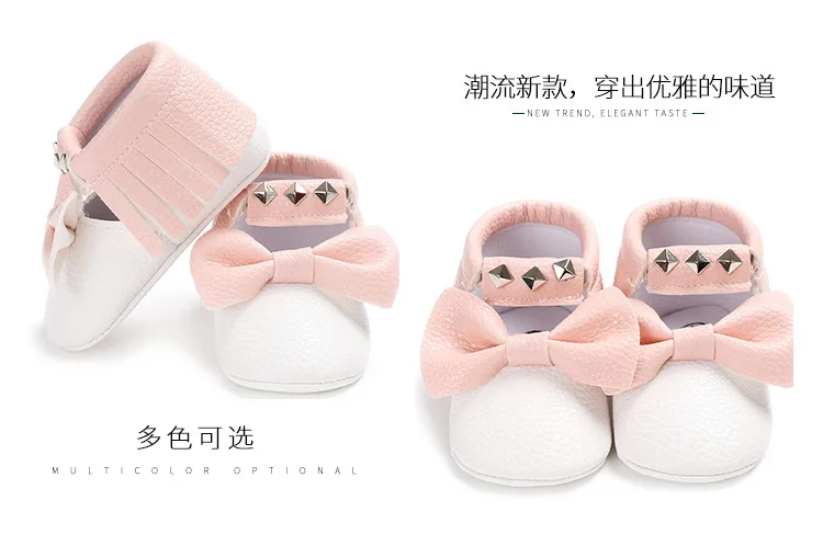 Kids Shoes Autumn New Style Faux Pu Bow Baby Toddler Shoes Princess Style Car Suture Girls Baby Shoes
