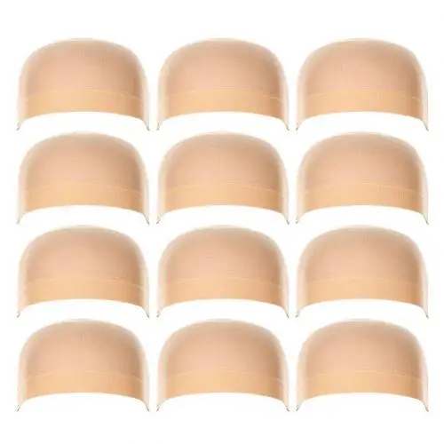 Skin Color 12pcs 2/12 шт Женский Мужской Универсальный Высокий эластичный парик Лайнер Крышка шляпа аксессуар для волос - Цвет: Skin Color 12pcs